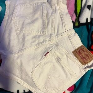 Levi's White Jean Shorts Distressed Denim